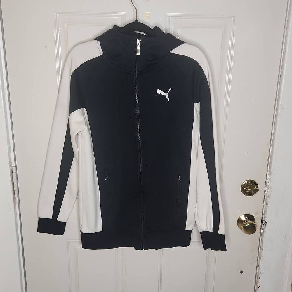 Puma black and white full zip hoodie men's size M